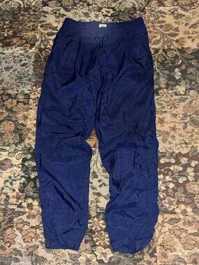 Vintage Nike Nylon Windbreaker Track Pants Navy Blue Size S
